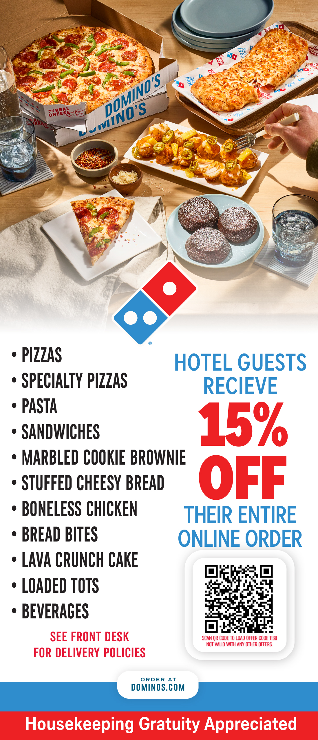 Room Service Made Easy Hotel Menu Slip back side