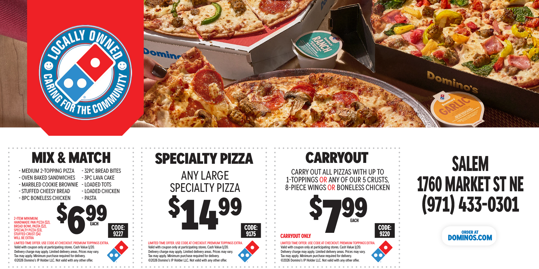 50% Off Menu Priced Pizzas Pop Up Card back side