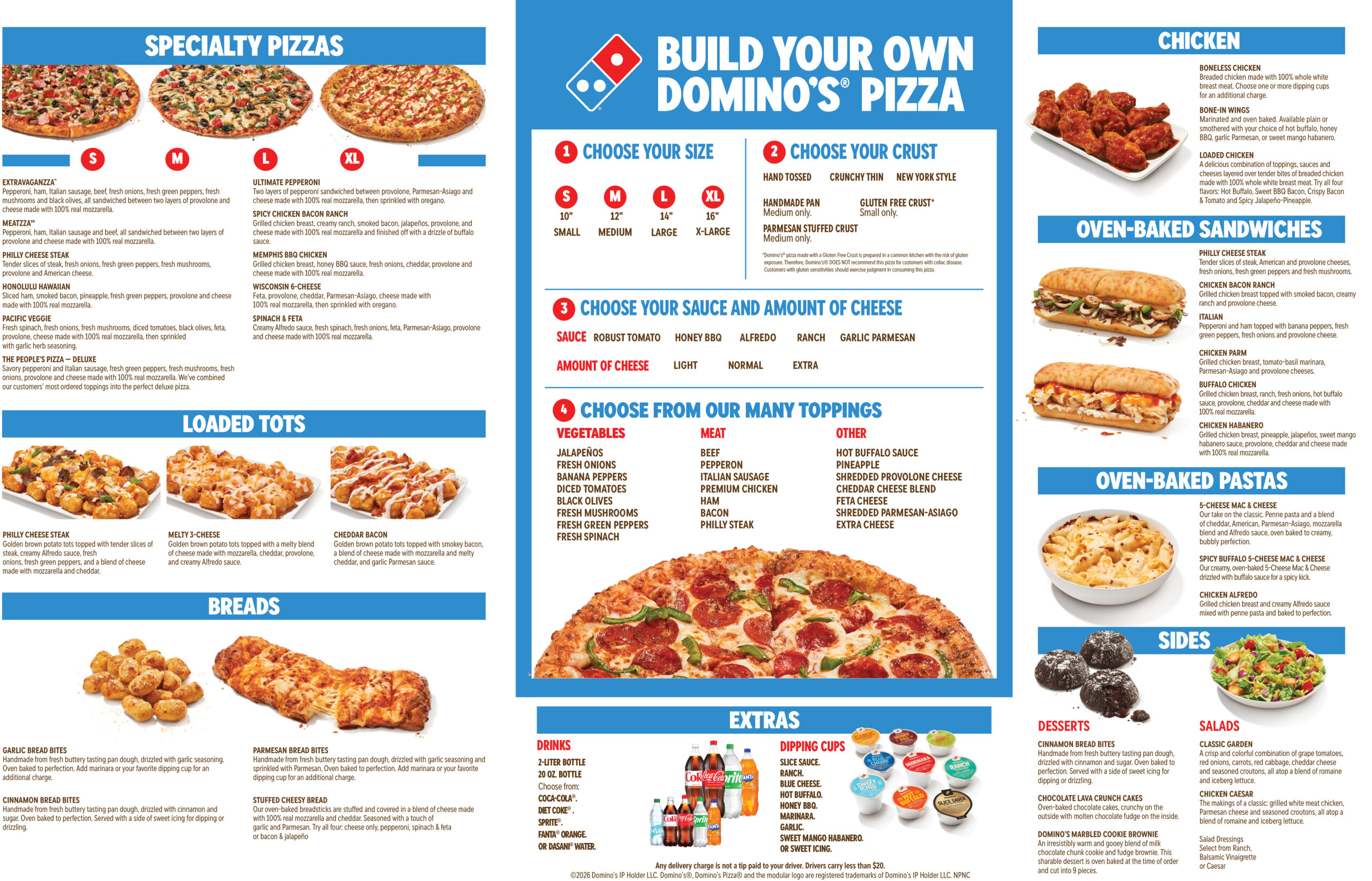Premium Pizza Menu back side