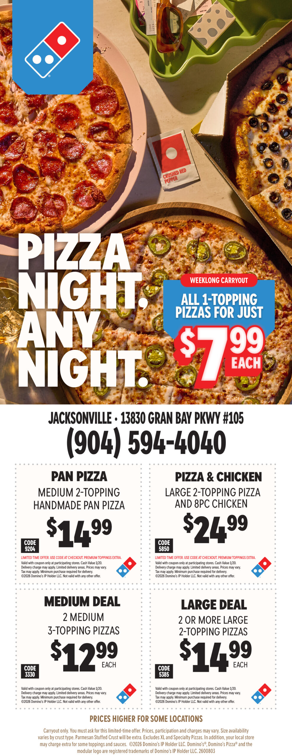 Pizza Night Any Night Door Hanger back side