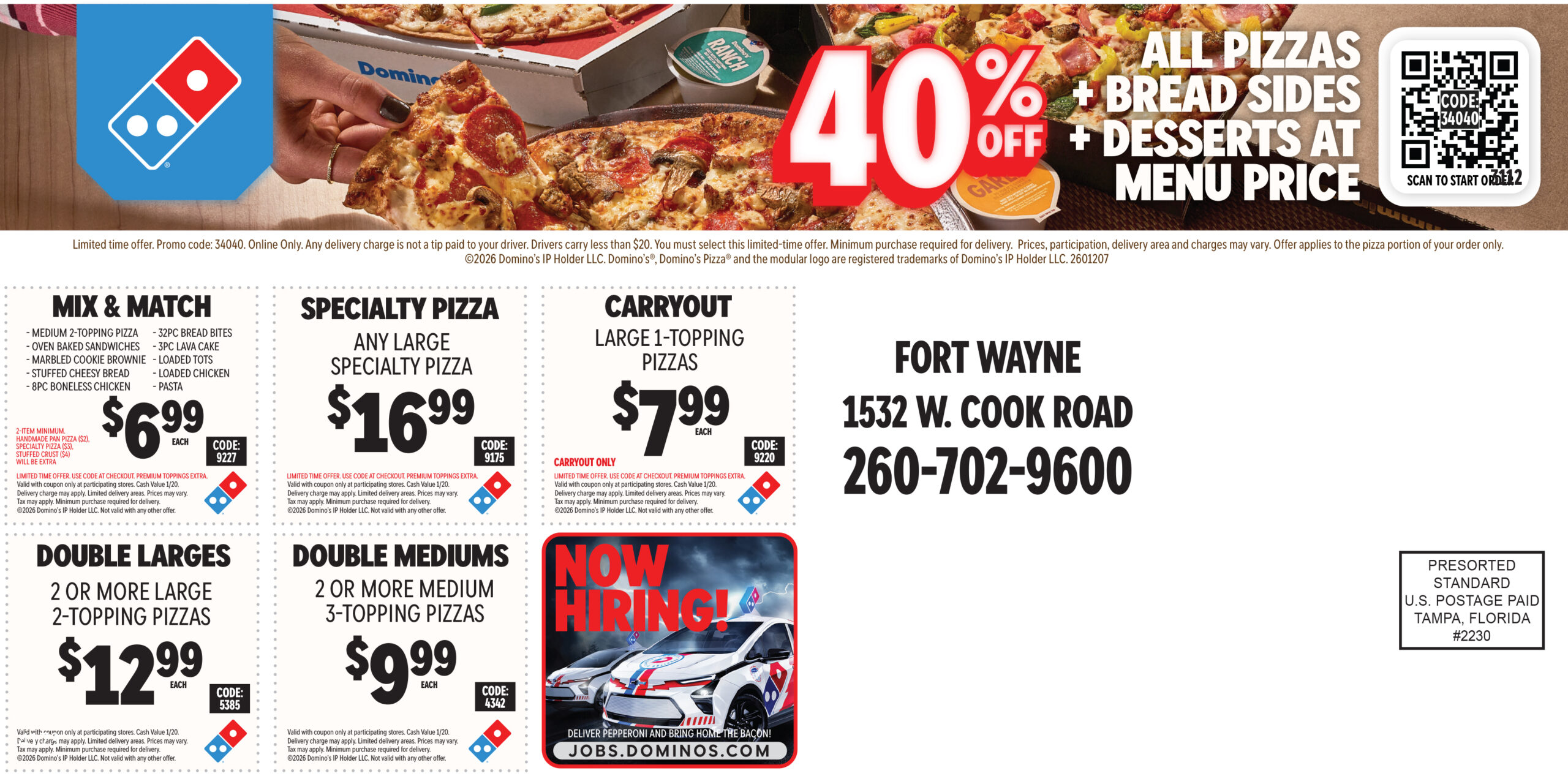 40% Off Non-Customer Postcard back side