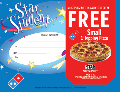 Star Student Pop Up Card back side